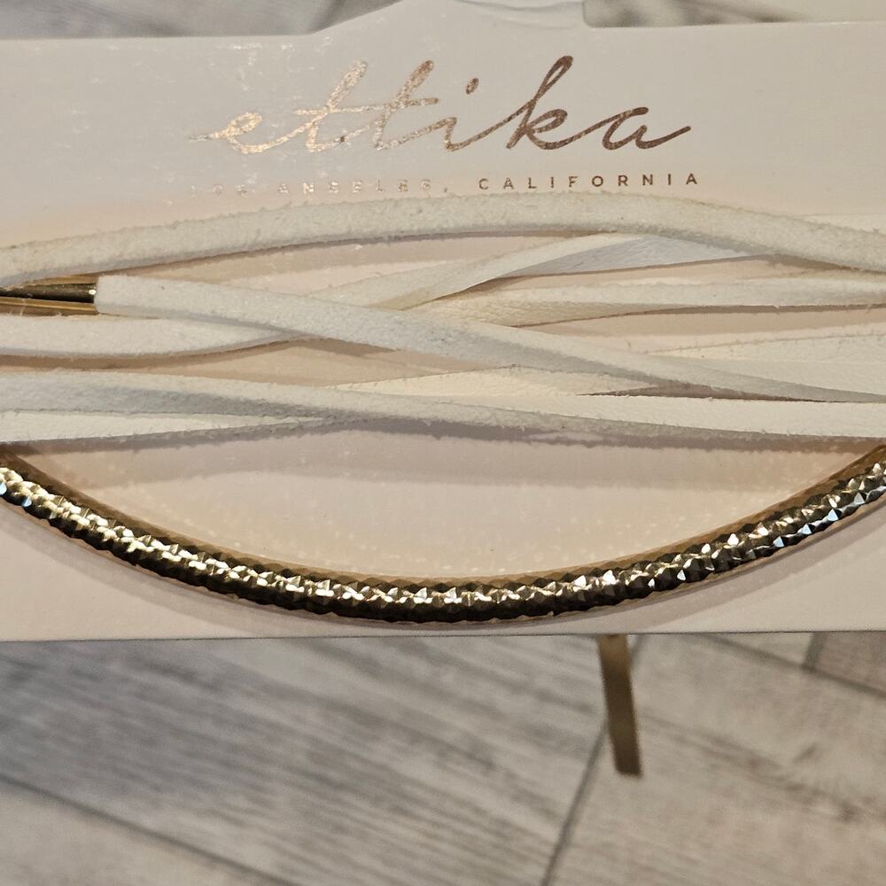 Ettika White Vegan Suede Wrap Necklace Multi-Strand Gold-Tone Festival Boho - Picture 4 of 5